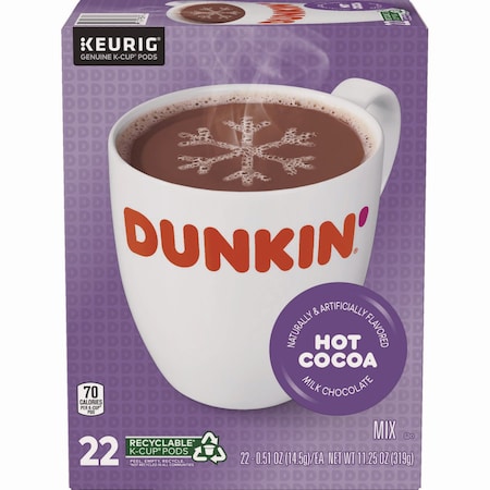 Dunkin Milk Chocolate Hot Cocoa K-Cup Pods, PK22 PK 881334012613